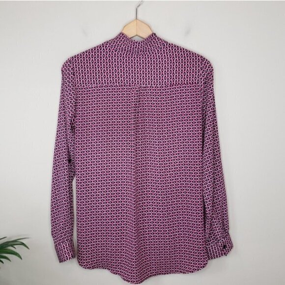 Pleione | Magenta Black Print Wrap Front Blouse Size Small - Picture 4 of 5